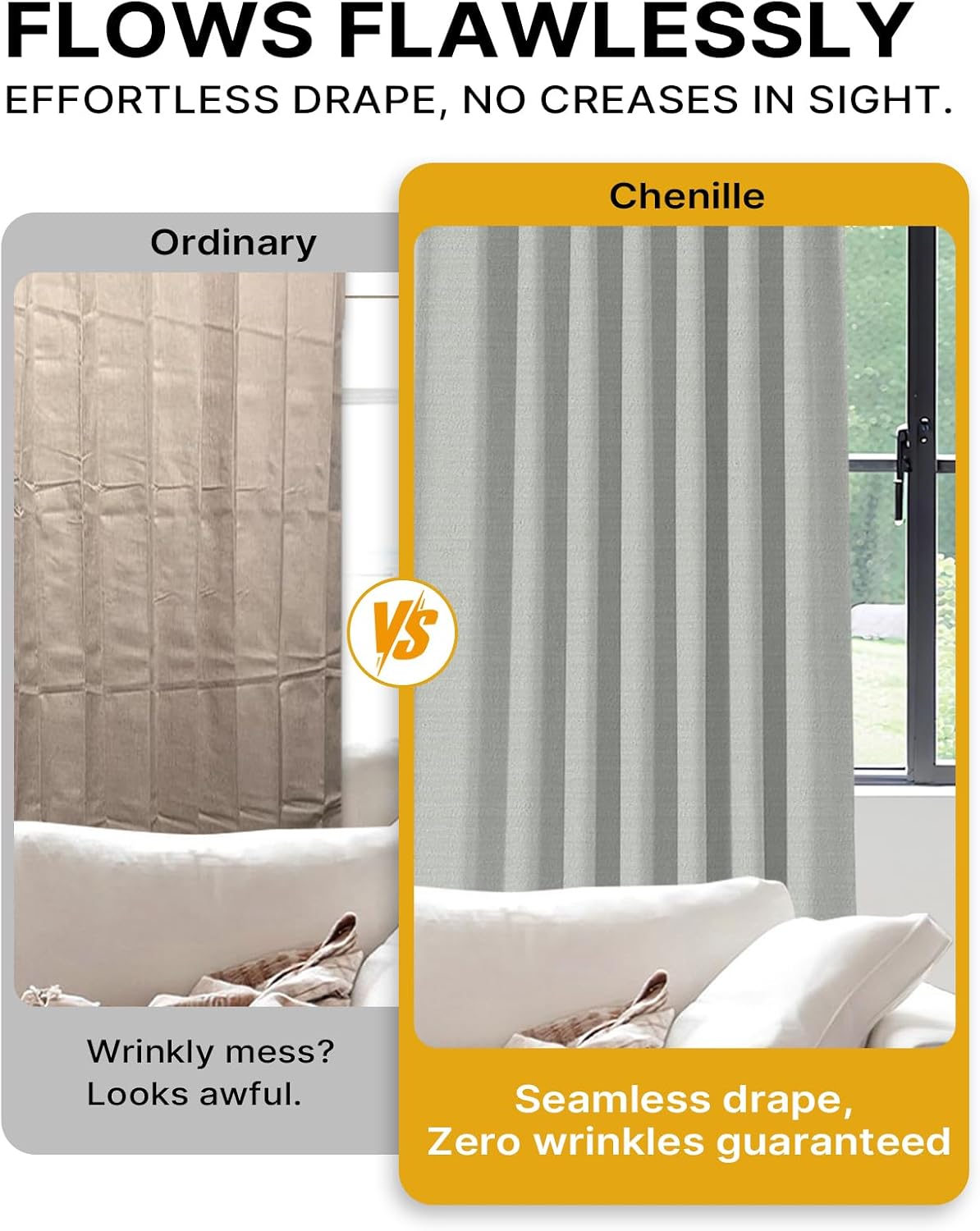 Gray Blackout Chenille Pinch Pleated Curtains 40x96in- Ultra Soft Wrinkle Resistant Thermal Insulated Room Darkening Drapes,Noise Reducing with Roman Clips,2 Panels Set for Bedroom/Living Room/Office BST202