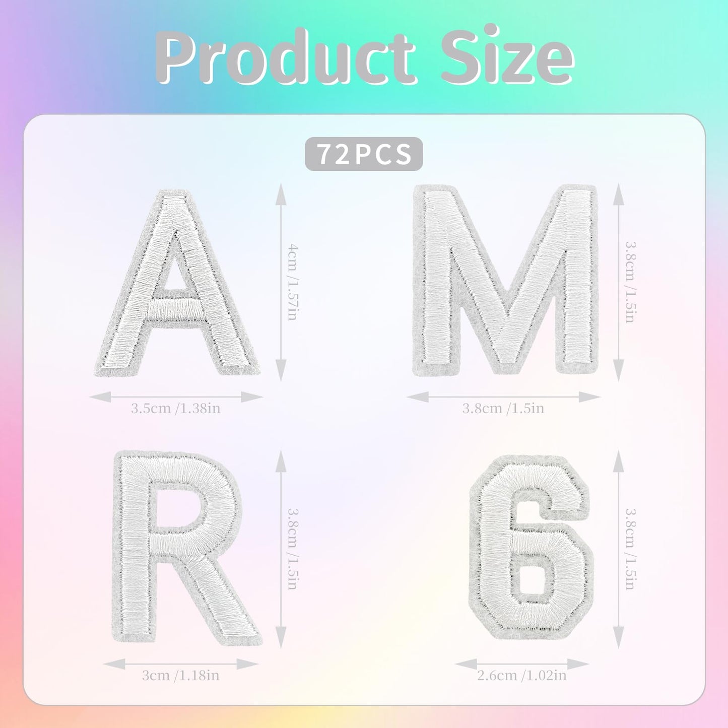 72Pcs Iron on Number and Letter Patches, Numbers 0-9, Letters A-Z Embroidered Applique Patches for Clothes, Skirts, Hats, Socks - Black BST220