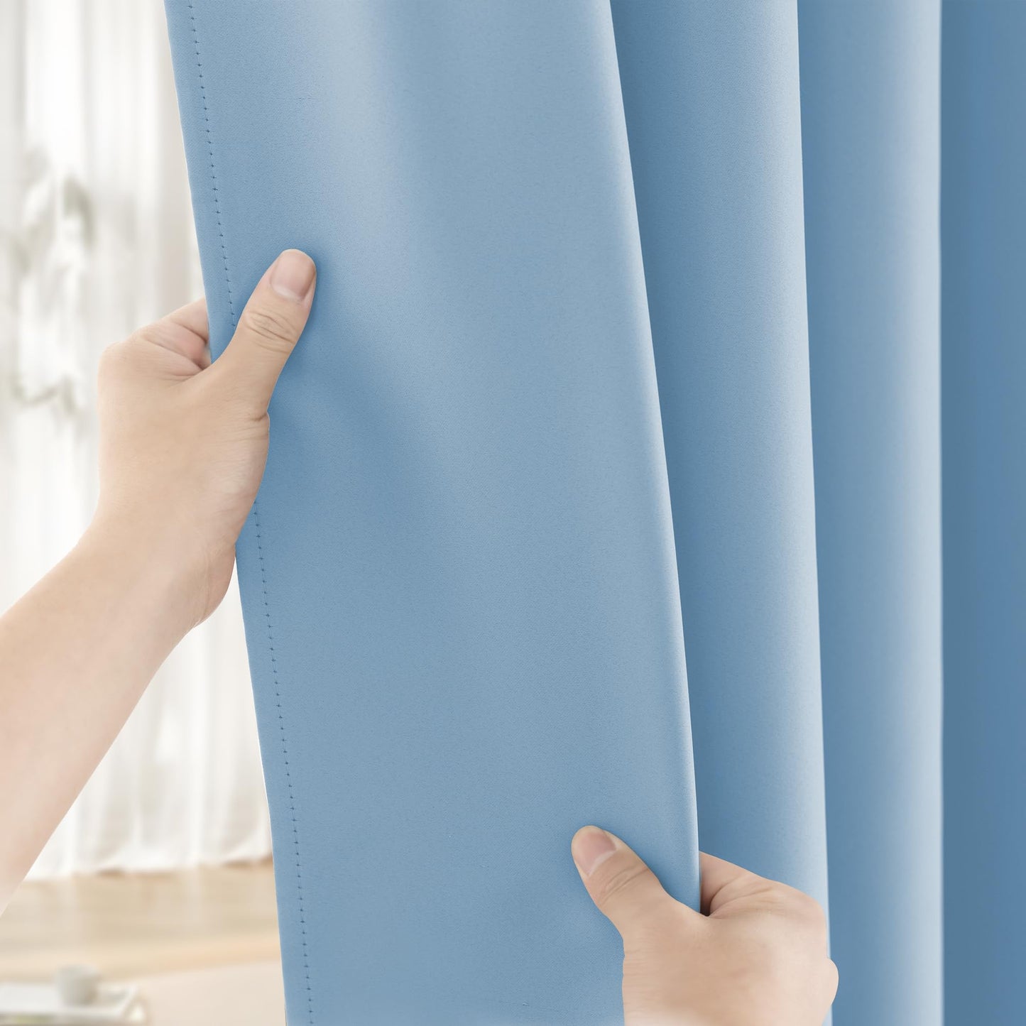 Extra Long Blackout Curtains, 12ft Room Darkening Grommet High Ceiling Drapes, 2 Story Curtains for Living Room(1 Panel, Navy, 52"x144") BST220