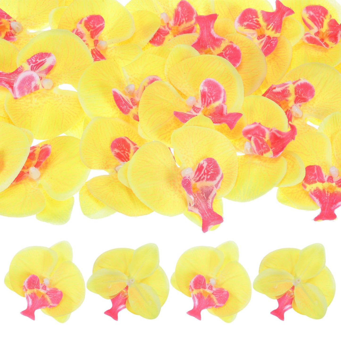 M METERXITY 20-Pack Artificial Orchid Flower Heads, Silk Faux Butterfly Flowers Head for Wedding/Bouquet/Bridal/Party Decor, Fake Phalaenopsis Petals Bulk [2.76 Inch, Dark Purple] BST220