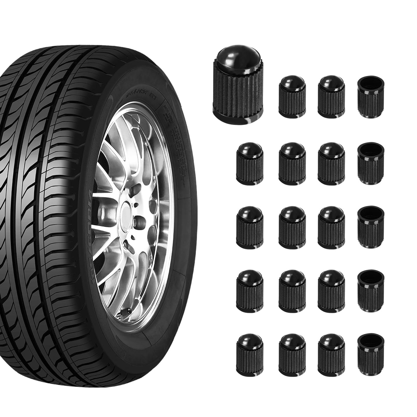 Ziciner 25 PCS Tire Valve Stem Caps, Plastic Car Tyre Valve Cap with O Rubber Seal, Dustproof Airtight Seal Wheel Stem Covers, Universal Accessories for Cars, SUVs, Bicycles,Trucks (Red) WN420