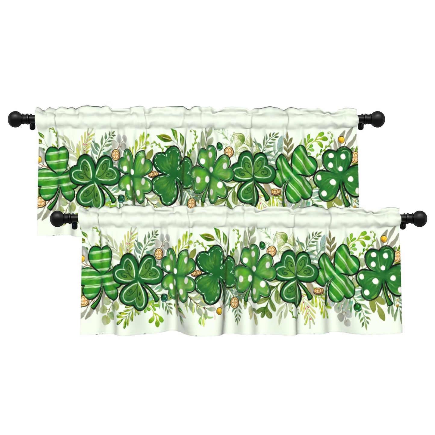 Patriotic Valance for Kitchen 2 Pack 54"x18" American Flag Curtains for Windows Red White Blue Stars 4th of July Independence Day Eucalyptus Leaf Window Treatment Rod Pocket Valance for Home Decor BST326L