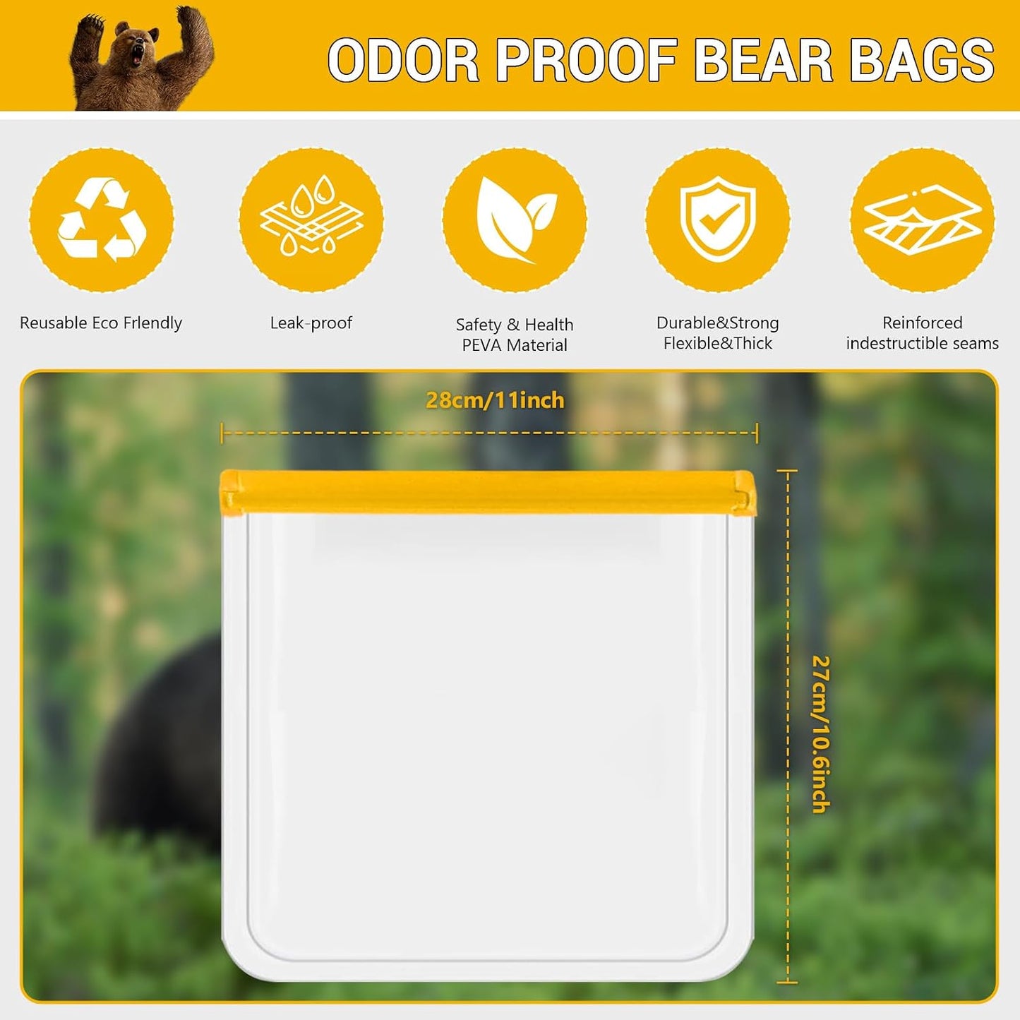 Reusable Sandwich Bags, Silicone Bags for Food Storage, Odor Proof Bags for Backpacking, Dishwasher Safe, for Marinate Meats, Cereal, Sandwich, Travel Items, Home Organization BST220