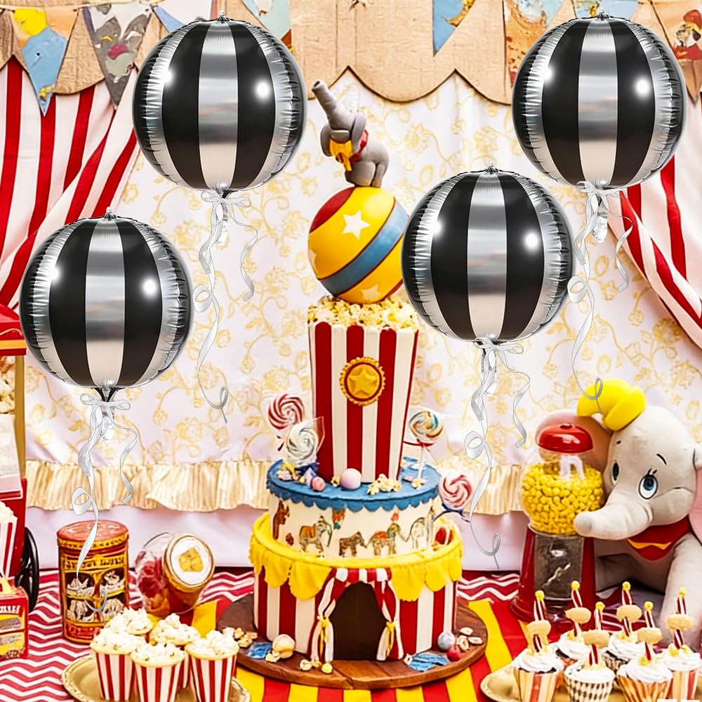 Carnival Theme Balloon 22inch Foil Red and White Balloons Circus Theme Party Decorations Carnival Candy Cane Balloons Striped Balloon Circus Decorations, 8pcs Decor for Birthday Party BST202
