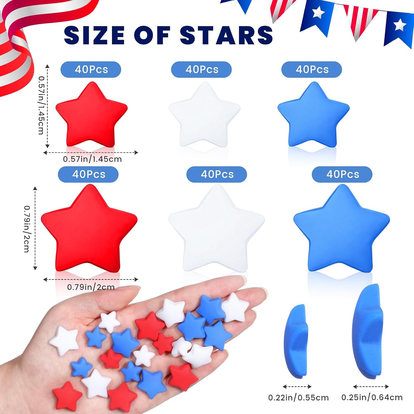 Weysat 240 Pcs Red White and Blue Stars Memorial Day Patriotic Vase Filler Decorations 250th Anniversary Independence Day Table Centerpieces 4th of July Resin Table Scatter (0.6,0.8 Inch) BST326L