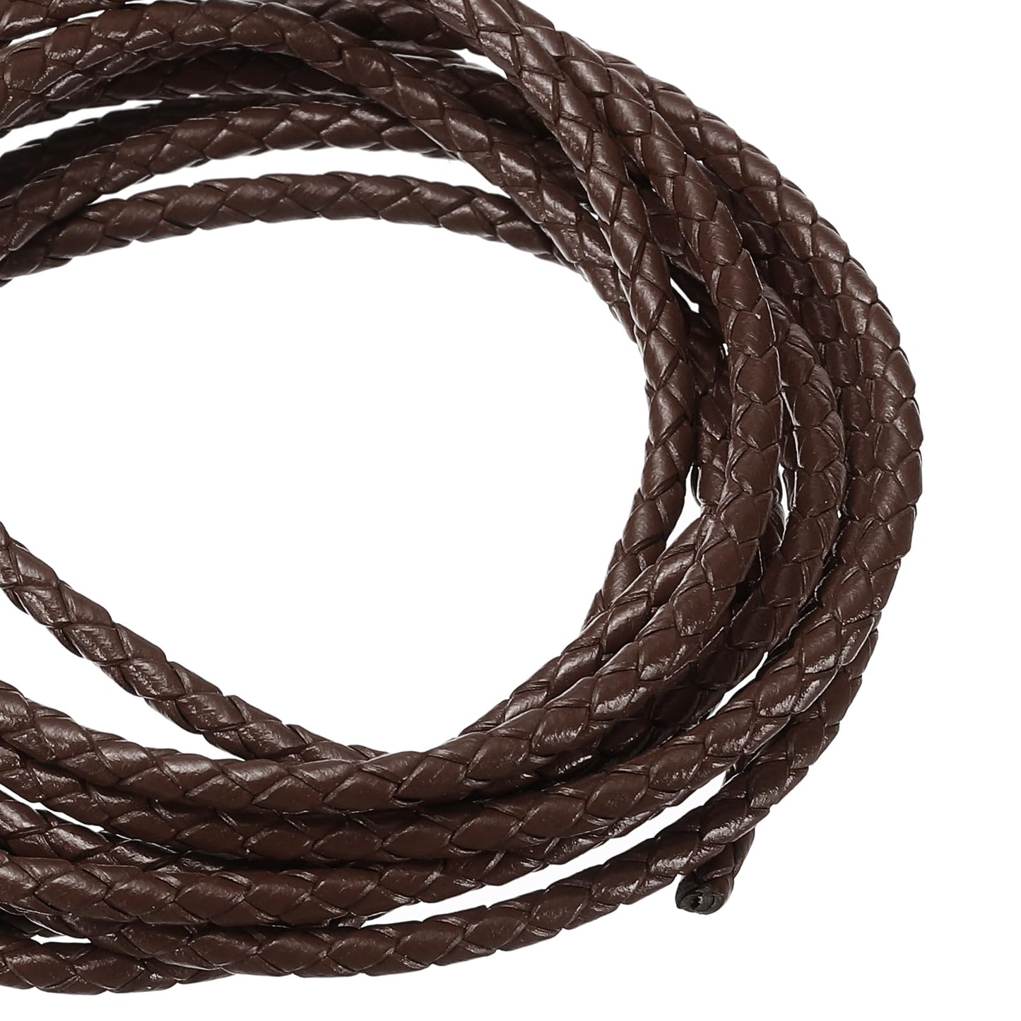 uxcell Leather Cord, 2.2 Yards 4mm Dia Braided String Strip for Purse Handbag Shoelace DIY Crafts Bracelet Making, Yellow BST326L