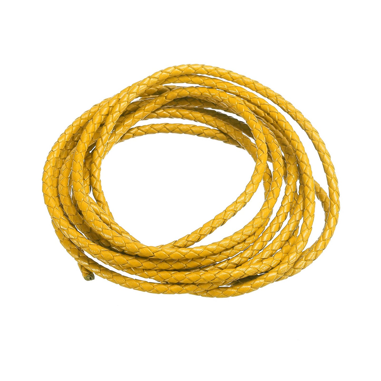 uxcell Leather Cord, 2.2 Yards 4mm Dia Braided String Strip for Purse Handbag Shoelace DIY Crafts Bracelet Making, Yellow BST326L