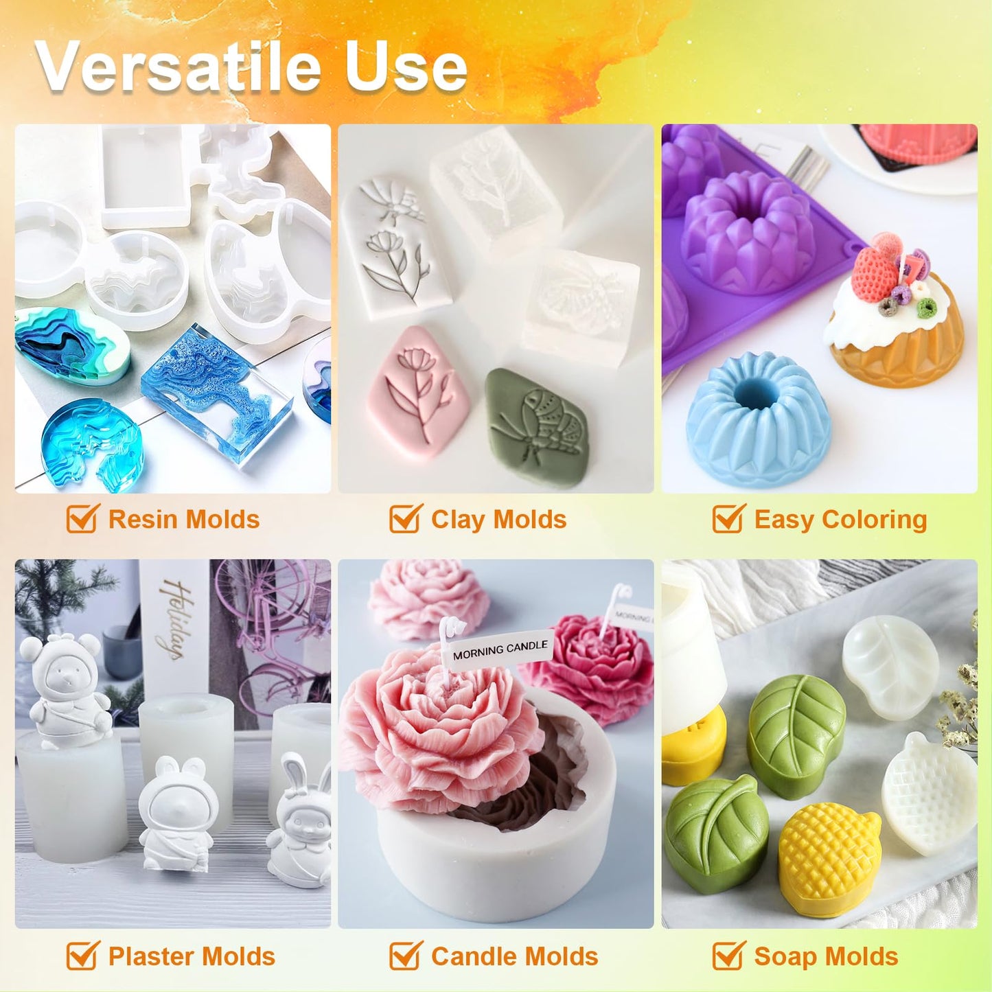 CHANGTIKEJI Silicone Mold Making Kit, 38.8oz 10A Elastic Liquid Silica Gel for Casting Resin molds and Candle & Soap Mold,Fast Cure Translucent Platinum Silicone Rubber BST326H