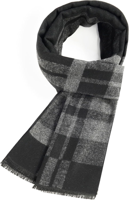 Mens Winter Scarf Cashmere Feel Warm Scarves Long Plaid Tassel Scarf for Men WN420