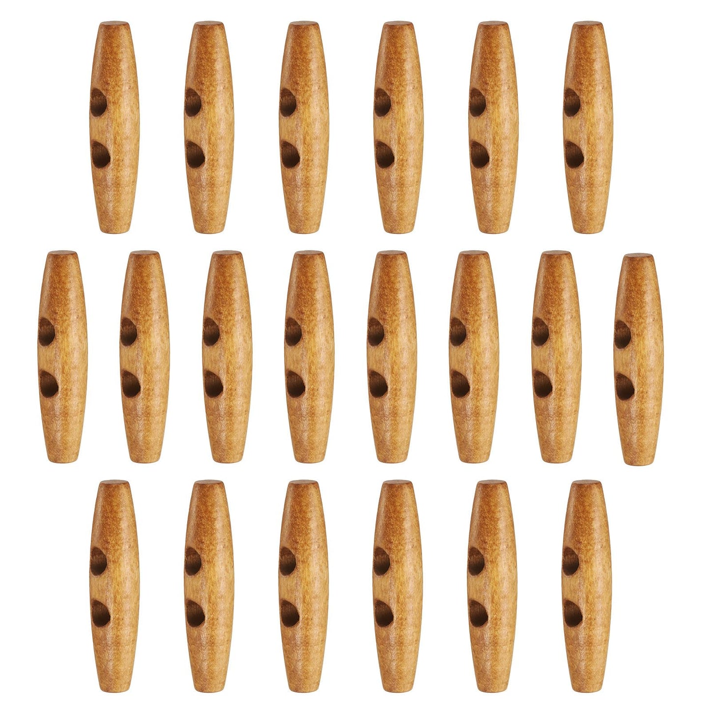HARFINGTON 60mm / 2.4" Wooden Toggle Buttons 20pcs 2-Hole, Maroon | Wood Olive Sewing Buttons Horn Oval Buttons Sewing Accessories for Coat Sweaters Clothing DIY Craft BST326L