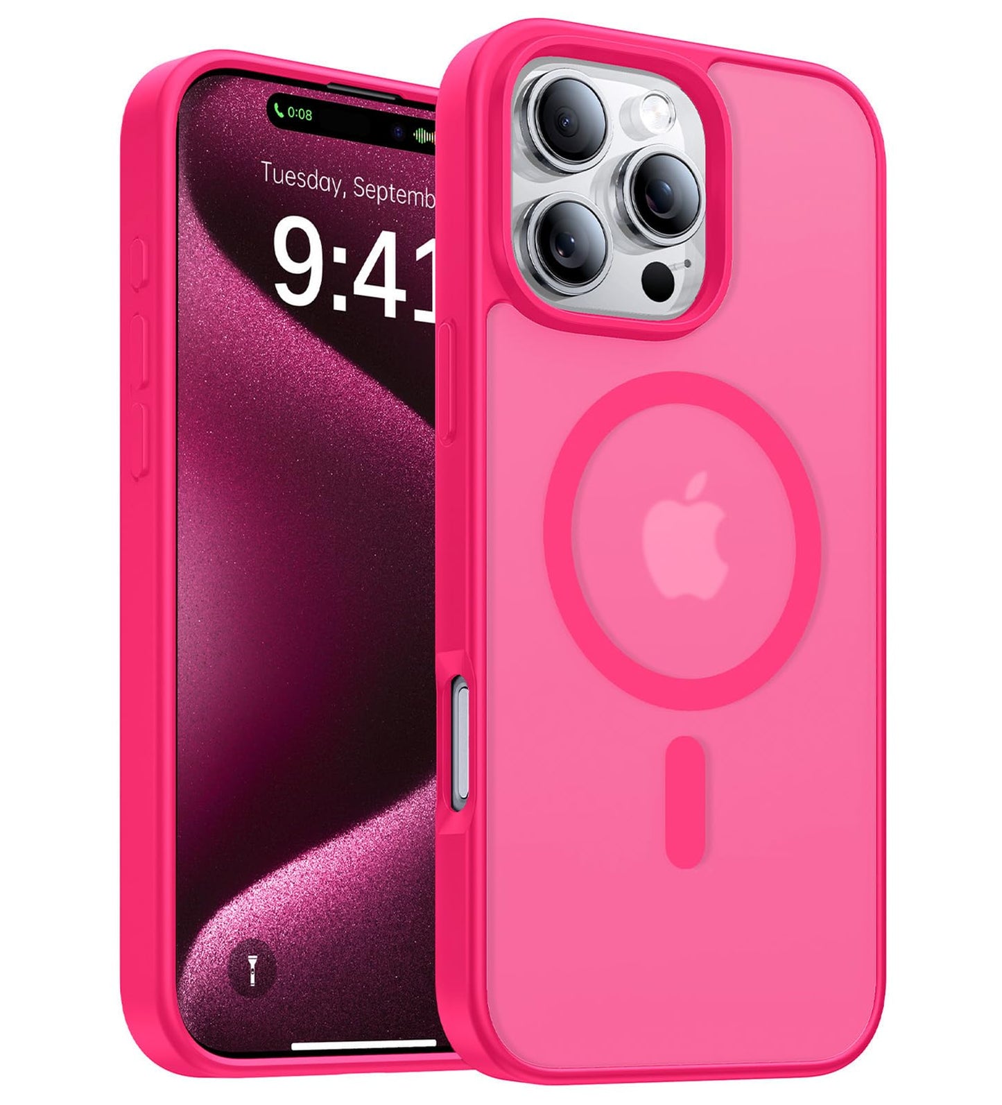 Magnetic for iPhone 17 Pro Max Case,[Anti-Slip][Compatible with MagSafe][Military Grade Drop Protection] Shockproof Protective Translucent Phone Case for iPhone 17 Pro Max Case,Wine Red WN420