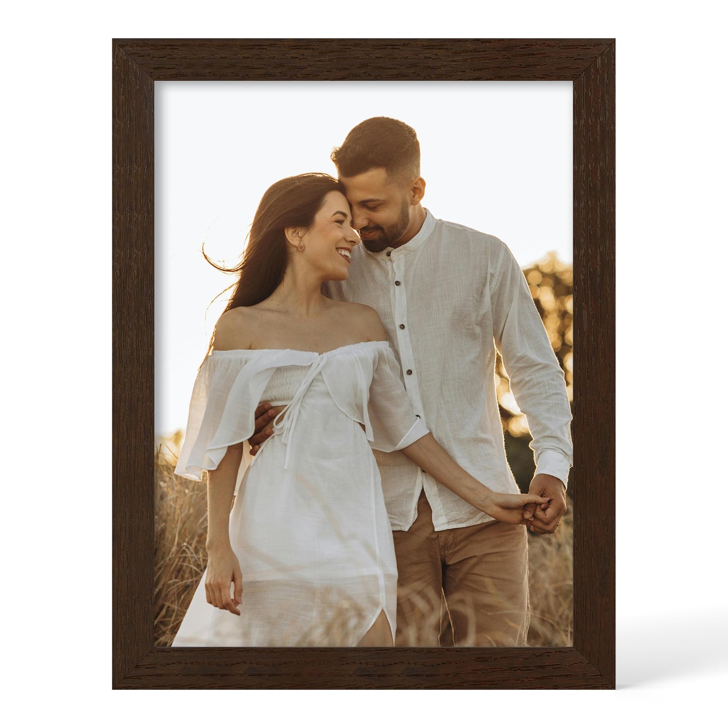 YESKAY 12x16 Picture Frame - 12 x 16 Photo Frame Made of Solid Oak Wood and Real Glass,Display Picture 4 Opening 5x7 with Mat or 12x16 Without Mat for Wall Mounting(Color Walnut) BST326H