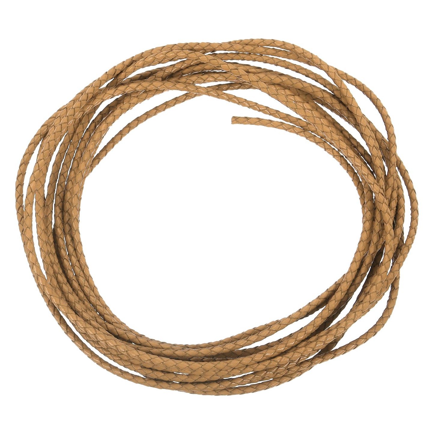 uxcell Leather Cord, 2.2 Yards 4mm Dia Braided String Strip for Purse Handbag Shoelace DIY Crafts Bracelet Making, Yellow BST326L
