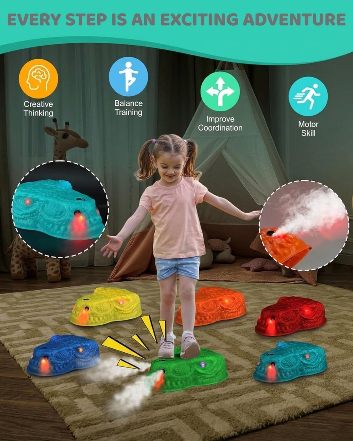 Dinosaur Balance Stones, Dinosaur Stepping Stones 66