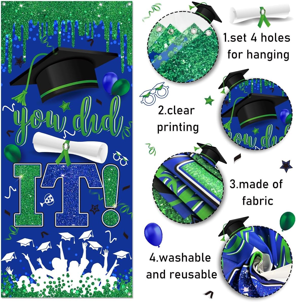 Graduation Decorations Class of 2026 Purple and Gold Congrats Grad Banner and You Did It Door Cover for High School College Graduation Party Supplies(Purple) BST326H