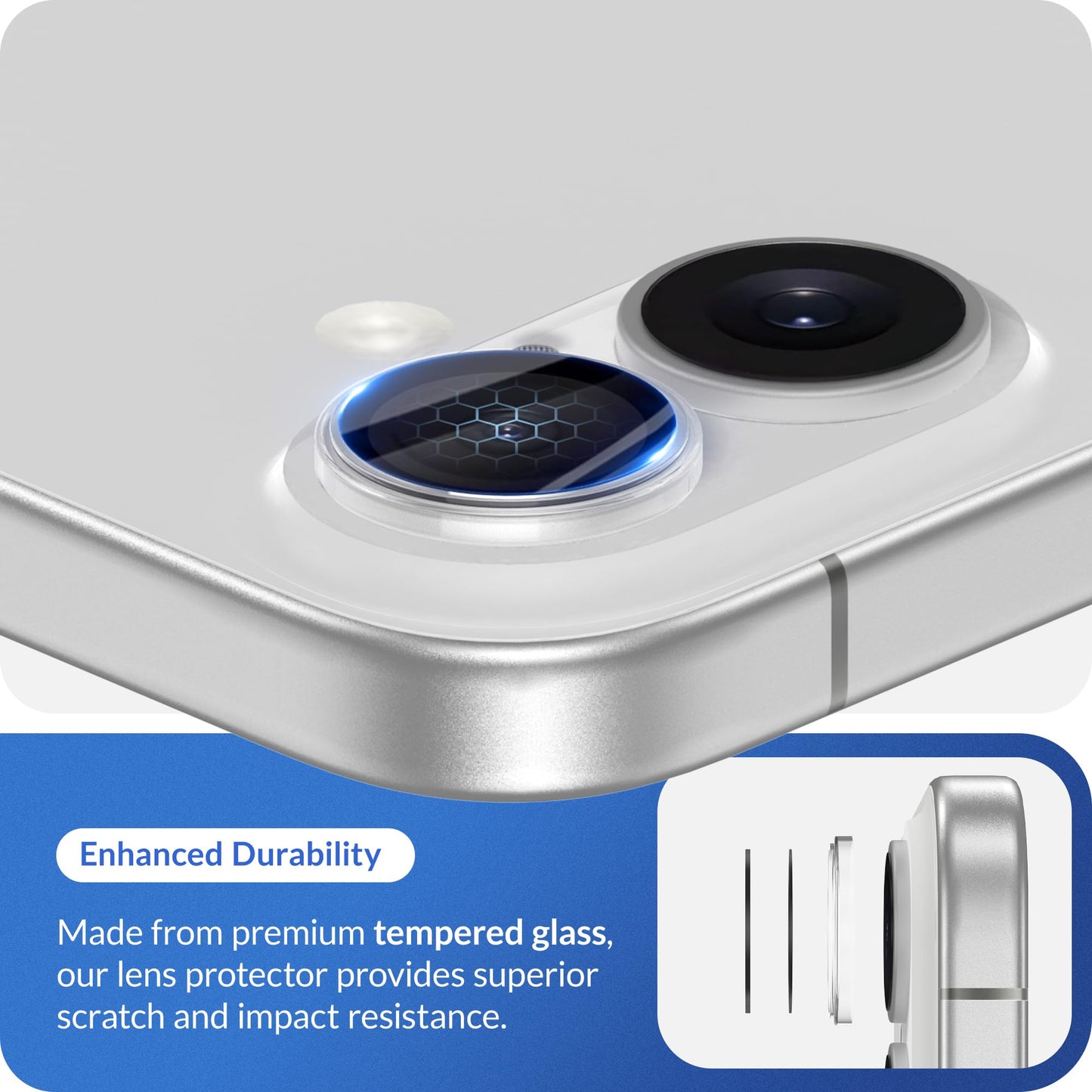 LONLI - for iPhone 16 Pro | 16 Pro Max - Triple Individual Camera Lens Protector - Rainbow Holographic Glitter WN420