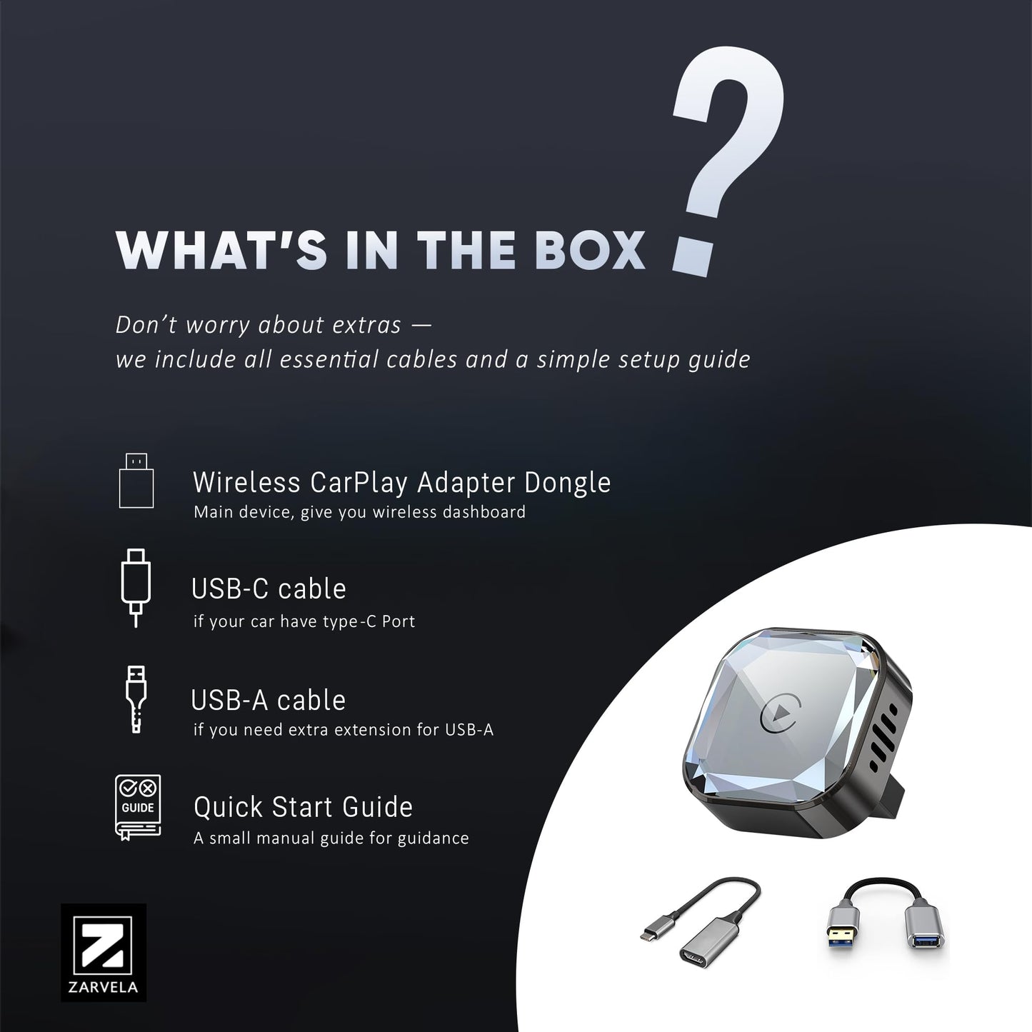 Wireless CarPlay Adapter 2026 Upgraded – 2-in-1 Suitable for Apple iPhone & Android, with Compact Size Plug-and-Play Convenience, and Fast Stable Connection for CarPlay & Android Applications (Sliver)