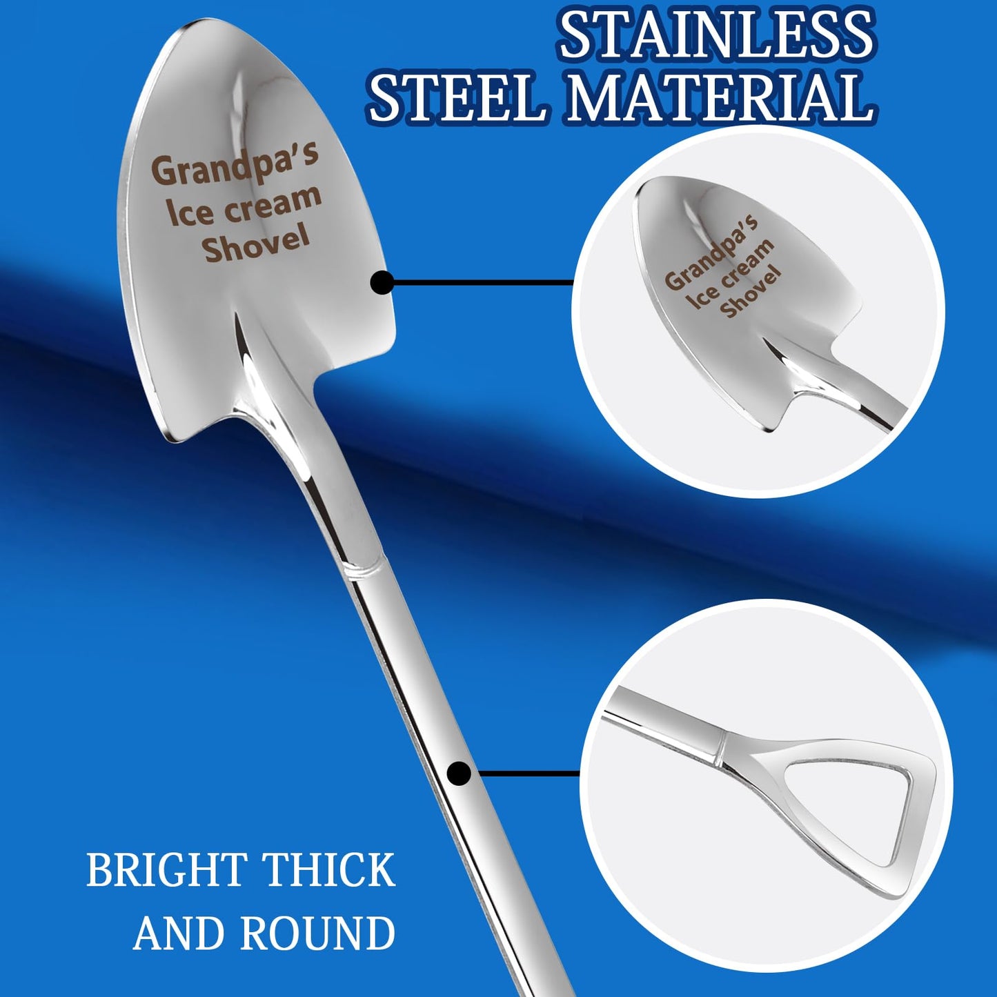 Dad Gifts - Gifts for dad from Daughter. Father Day Gifts for dad Ice Cream Spoon Scoop for Ice Cream Lovers, Father birthday Gifts Funny Engraved Stainless Steel Shovel WN420