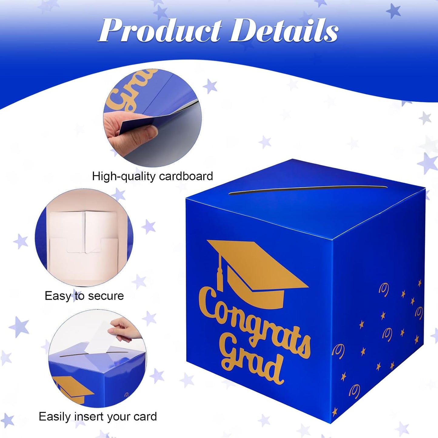 Graduation Cardboard Box Holder Congrats Grad Foldable Ballot Box for Graduation Grad Party Decorations BST220