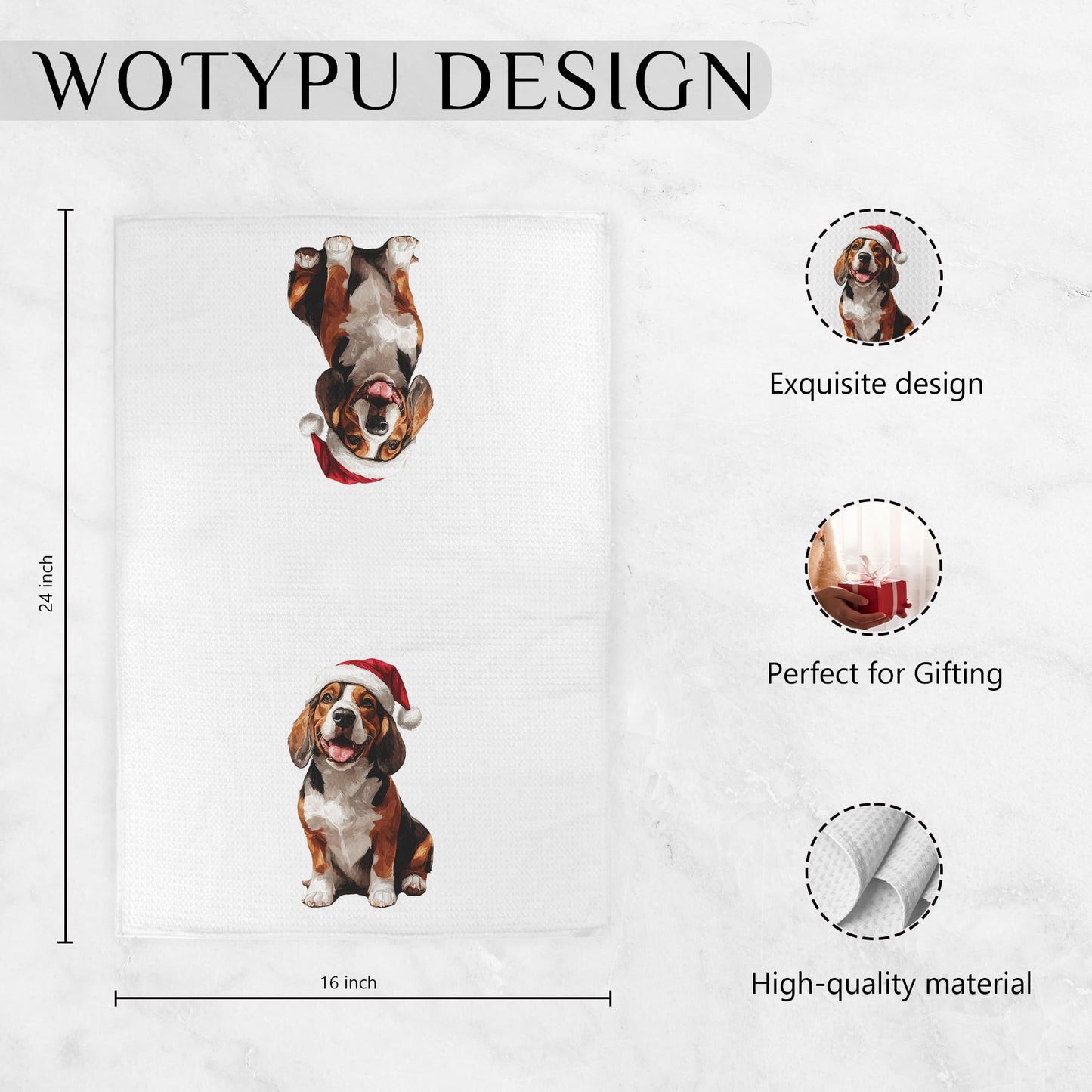 Beagle Gift Kitchen Towels, Beagle Lover Gifts Dish Tea Towel for Kitchen Decor, Funny Western Dog Hand Towels for Bathroom Decor, 16x24 Inch BST326L