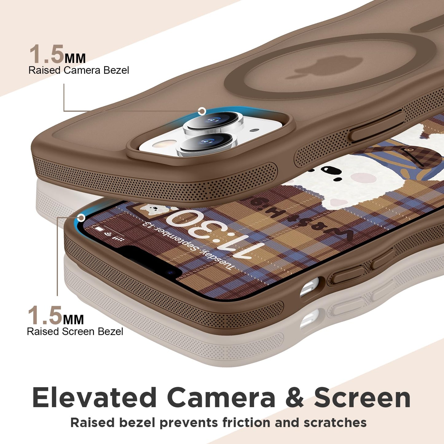 Magnetic for iPhone 13 Pro Case, Compatible with MagSafe Cute Wave Non-Slip Translucent Matte Easier Grip Shockproof Phone Case for iPhone 13 Pro, Black WN420