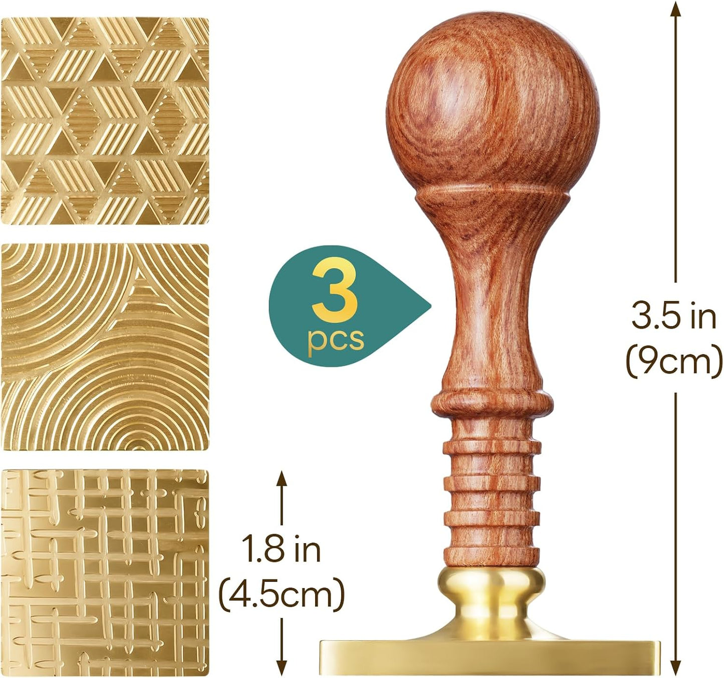 NiHome Ice Cube Stamp for Cocktails, Copper Ice Press Stamps w/Brass Head & Solid Wooden Handle Gift Packaging, Easy-to-Use for Cocktails Whiskey, Party Drinks, Home Bar, Holiday Events (3 Patterns) BST326H