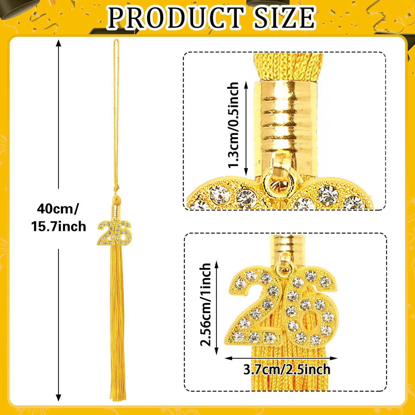 JULMELON 2026 Graduation Tassel, 2026 Graduation Cap Tassel with Bling Charm for 2026 Graduate Hat Ceremonies Accessories (Black) BST220