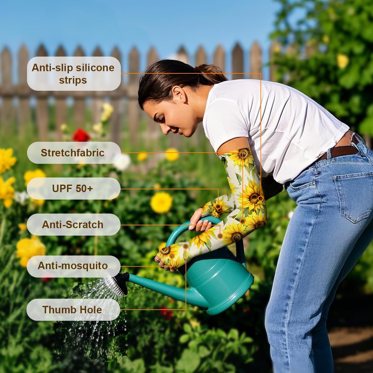 ShinHye UV Cooling Sleeves Gardening Sleeves UV Protection Anti-Scratch Sun Protection Arm Sleeves for Garden Outdoors WN420