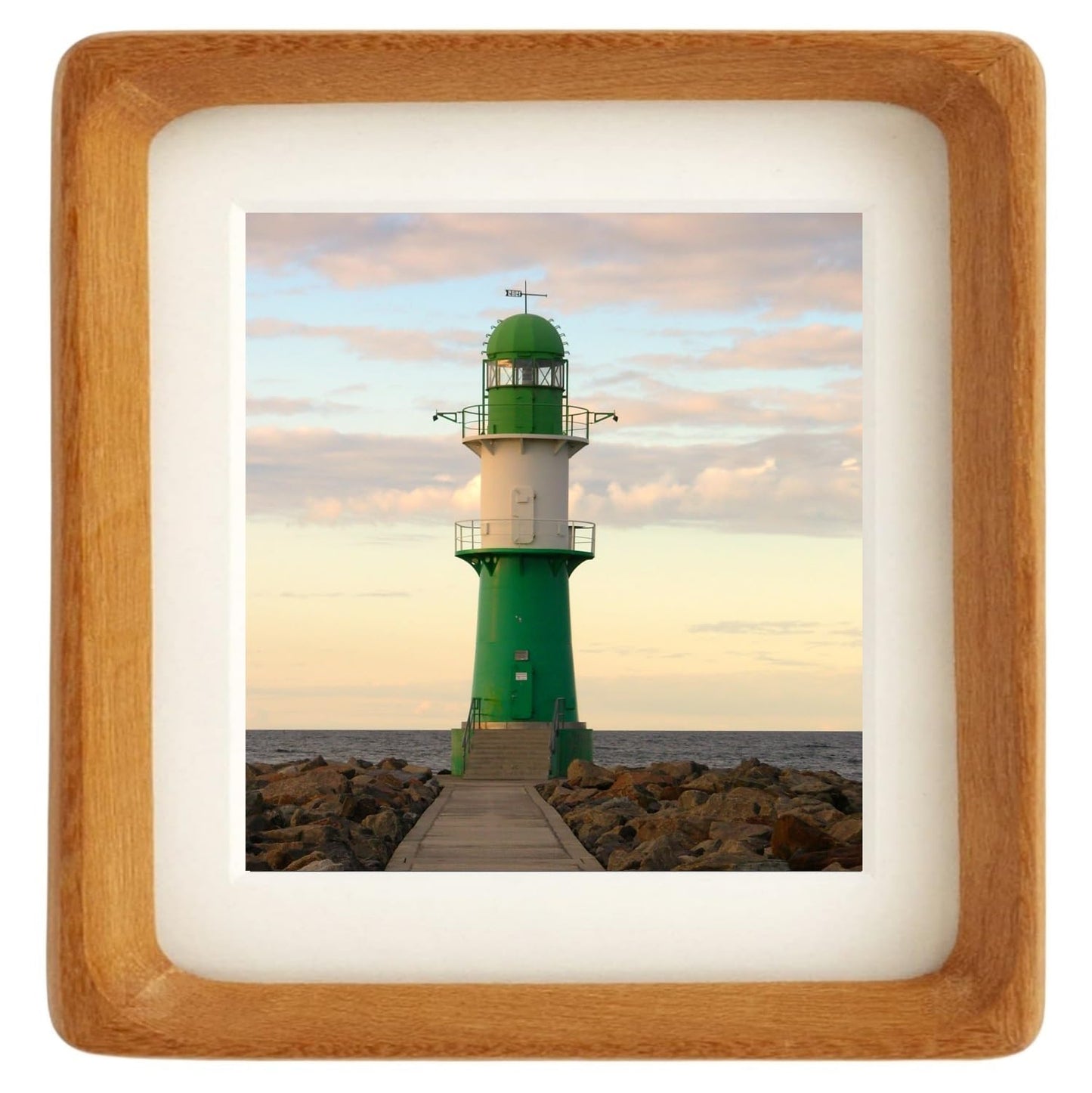 6x6 Solid Teak Wood Picture Frame Matted to 4x4 | Shatterproof Plexiglass, Mortise-Tenon Build, Horizontal & Vertical Tabletop Wall Mounting Square Display Frame BST220