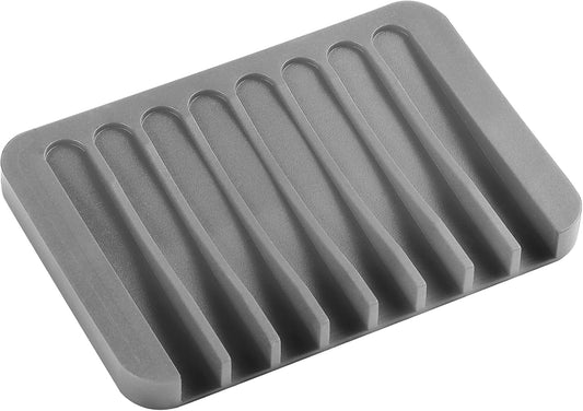 Self Draining Soap Dish for Shower, Silicone Soap Dish for Kitchen Sink, Bathroom Sink (1, Light Gray, S(3.1"×4.5")) BST220