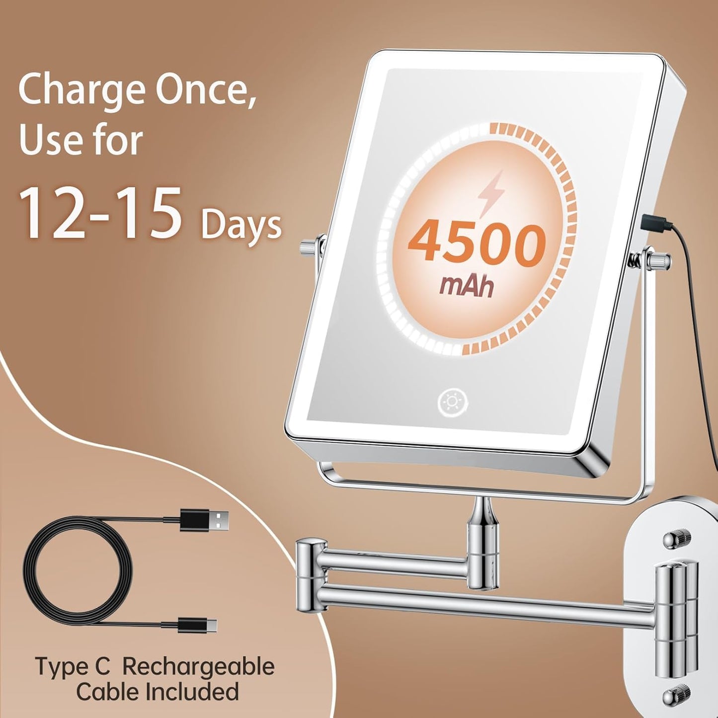 Rechargeable Wall Mounted Makeup Mirror 78