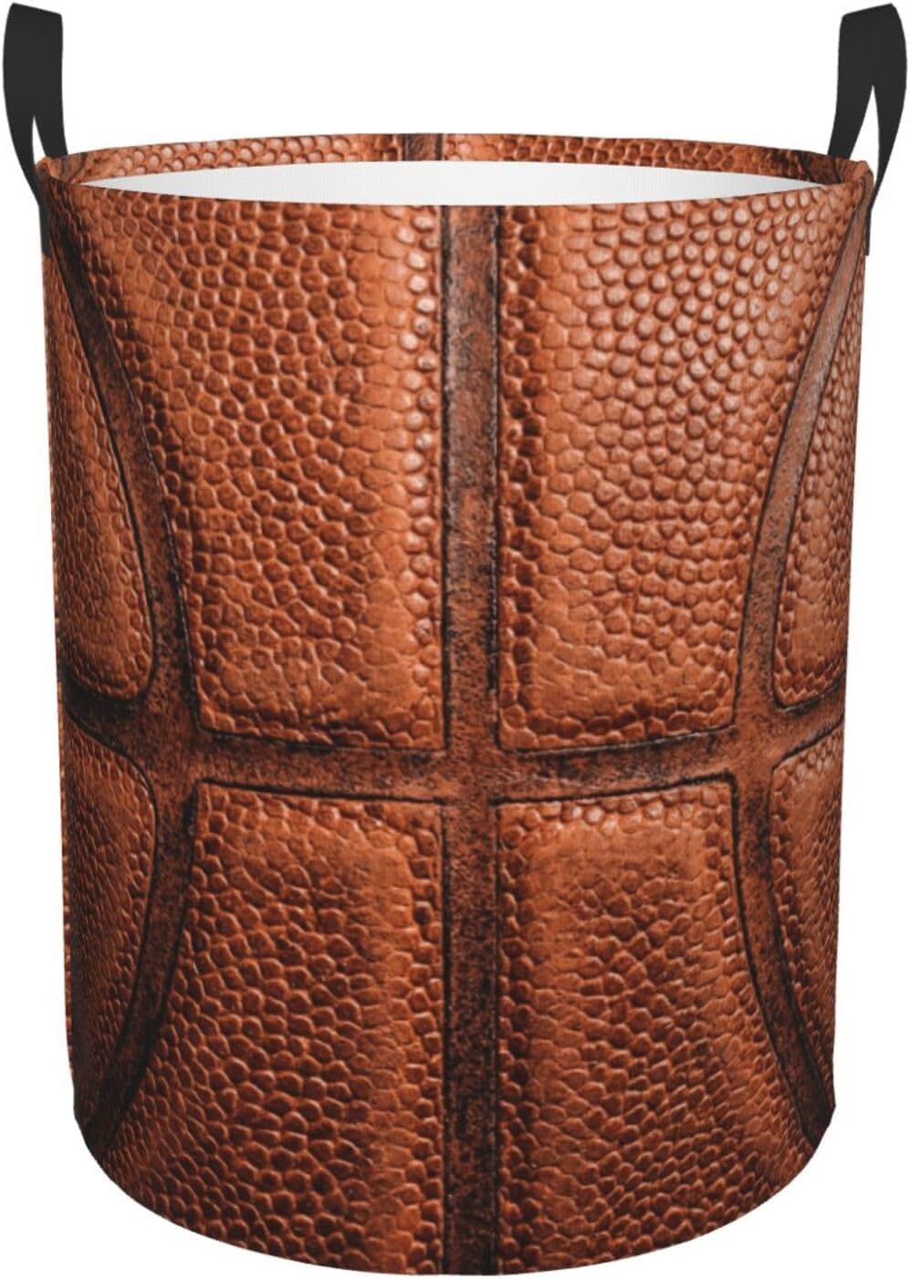 Basketball Round Laundry Hamper Basket Ball Texture Storage Basket Toys Clothes Organizer Bin For Home Bathroom Bedroom Dorm Nursery, 62l BST202