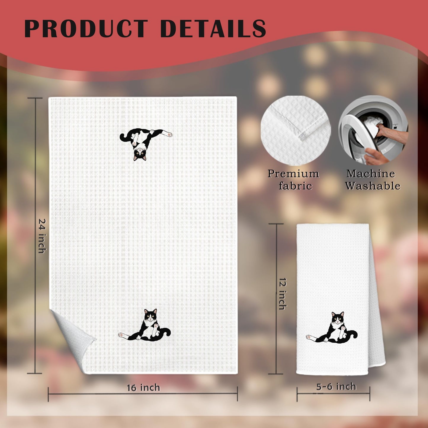 Blue and White Chinoiserie Orange Cat Bathroom Hand Towels, Orange Cat Gifts, Funny Oriental Kitty Decorative Hand Towels Bathroom Restroom Washroom Yoga Spa Zen Decor, 16x24 Inch BST326L
