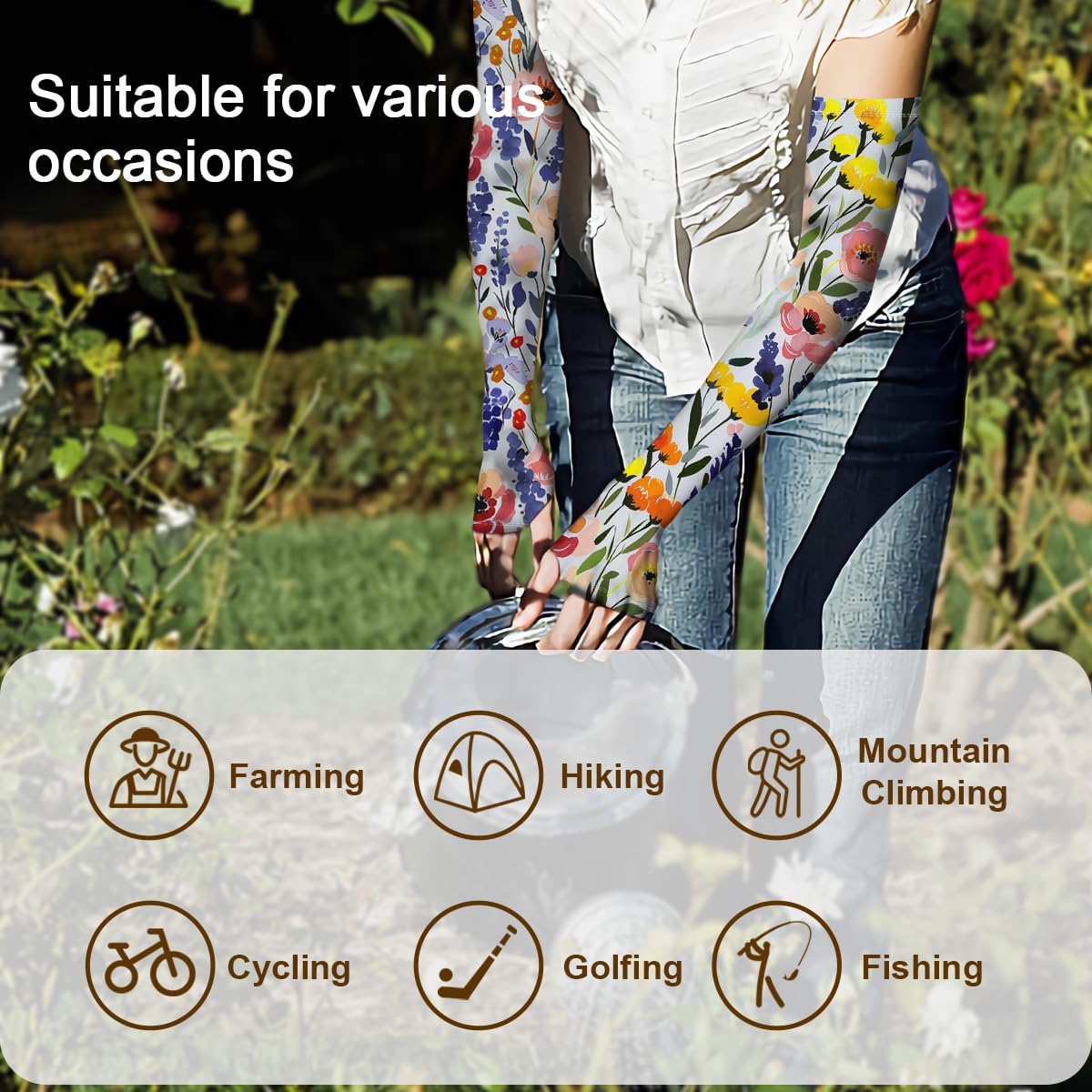ShinHye UV Cooling Sleeves Gardening Sleeves UV Protection Anti-Scratch Sun Protection Arm Sleeves for Garden Outdoors WN420