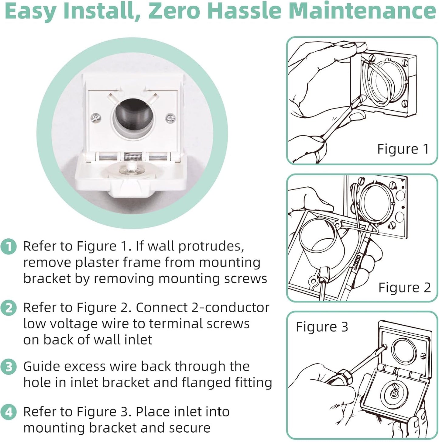 360W Wall Inlet for Broan-NuTone 360 Series Central Vacuum, White | Automatic Inlet Valve Cover for Broan NuTone Vac Cleaner System, Used with CH515 CH230L Hoses, CF361 CF361F Mounting Bracket BST326H