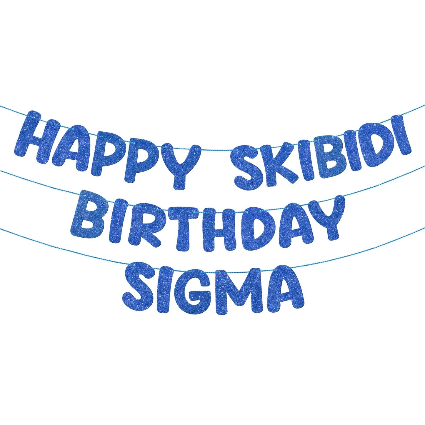 Fulmoon Pre Strung Happy Skibidi Birthday Sigma Banner Glitter Funny Zoomer Gen Z Slang Birthday Party Supplies Gen Z Slag Party Decorations Sign Gift(Champagne Gold) WN420