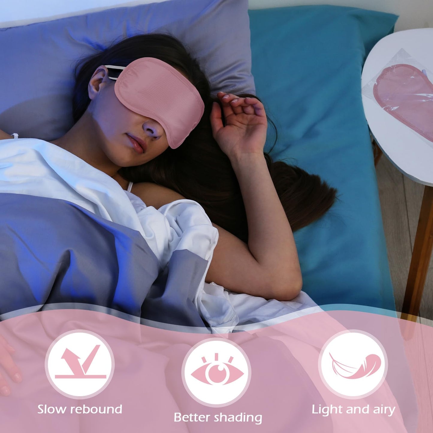 Tarpop 200 Pcs Eye Mask Sleeping Blindfold Eye Cover with Adjustable Strap for Games Party Team Building Travel Individually Wrapped Sleep Mask for Women Men (Blue)