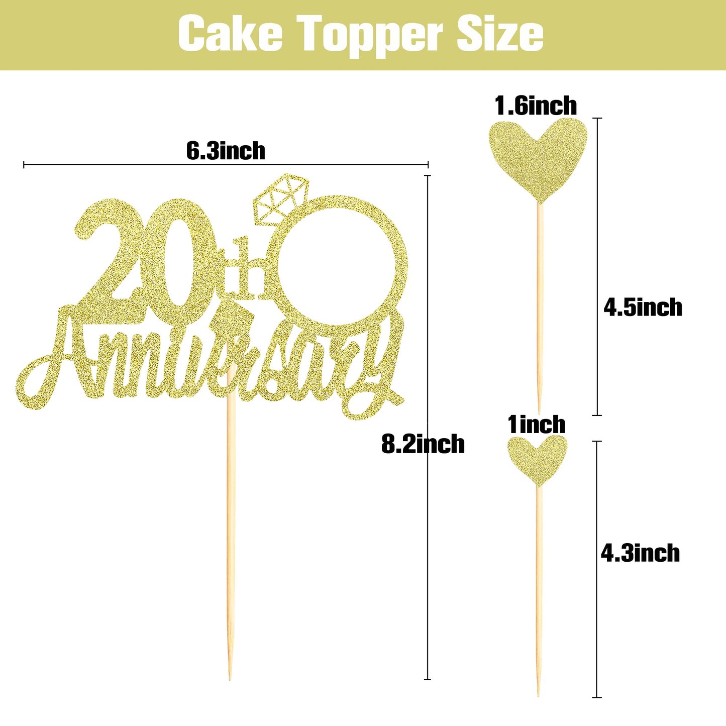 Sumerk 13 PCS Gold Glitter 55th Anniversary Cake Topper Happy 55th Anniversary Wedding Anniversary Cake Decorations BST220