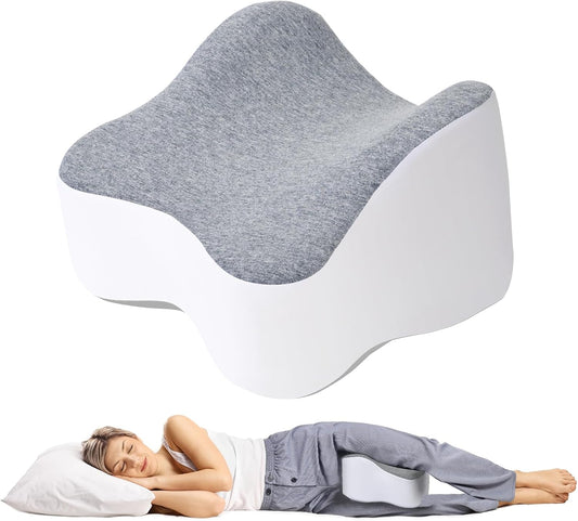 UJPFEO Knee Pillow for Side Sleepers,Leg Pillows for Sciatica,Knees,HIPS,Joints Between Legs,Back Pain Relief When Side Sleeping Spine Alignment Support for Knee Surgery Recovery,Grey WN420