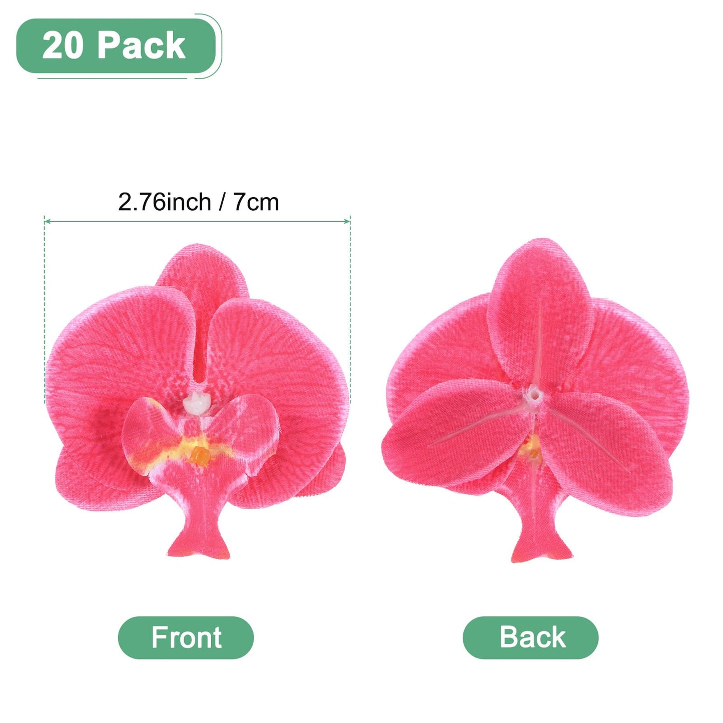M METERXITY 20-Pack Artificial Orchid Flower Heads, Silk Faux Butterfly Flowers Head for Wedding/Bouquet/Bridal/Party Decor, Fake Phalaenopsis Petals Bulk [2.76 Inch, Dark Purple] BST220