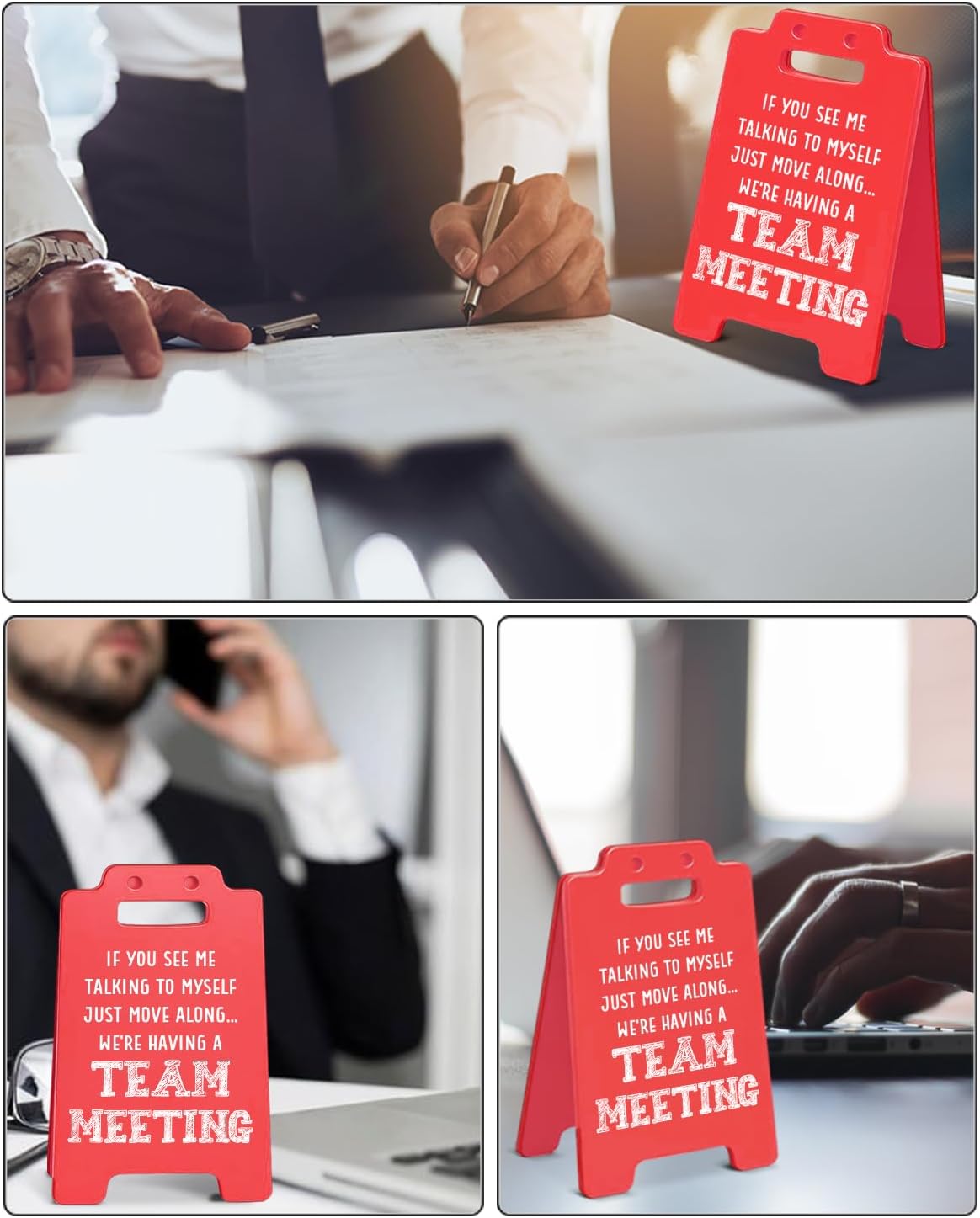 Funny Team Office Desk Decorative Sign If You See Me Talking to Myself We're Having a Team Meeting Desk Sign for Office Cubicle Decor BST202