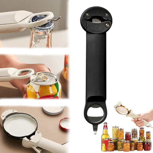Multifunctional Retractable Bottle Opener - Adjustable Multifunctional Can Opener Jar Lid Gripper - 2025 New Jar Opener Bottle Opener for Weak Hands, Senior Arthritis (Black) WN420