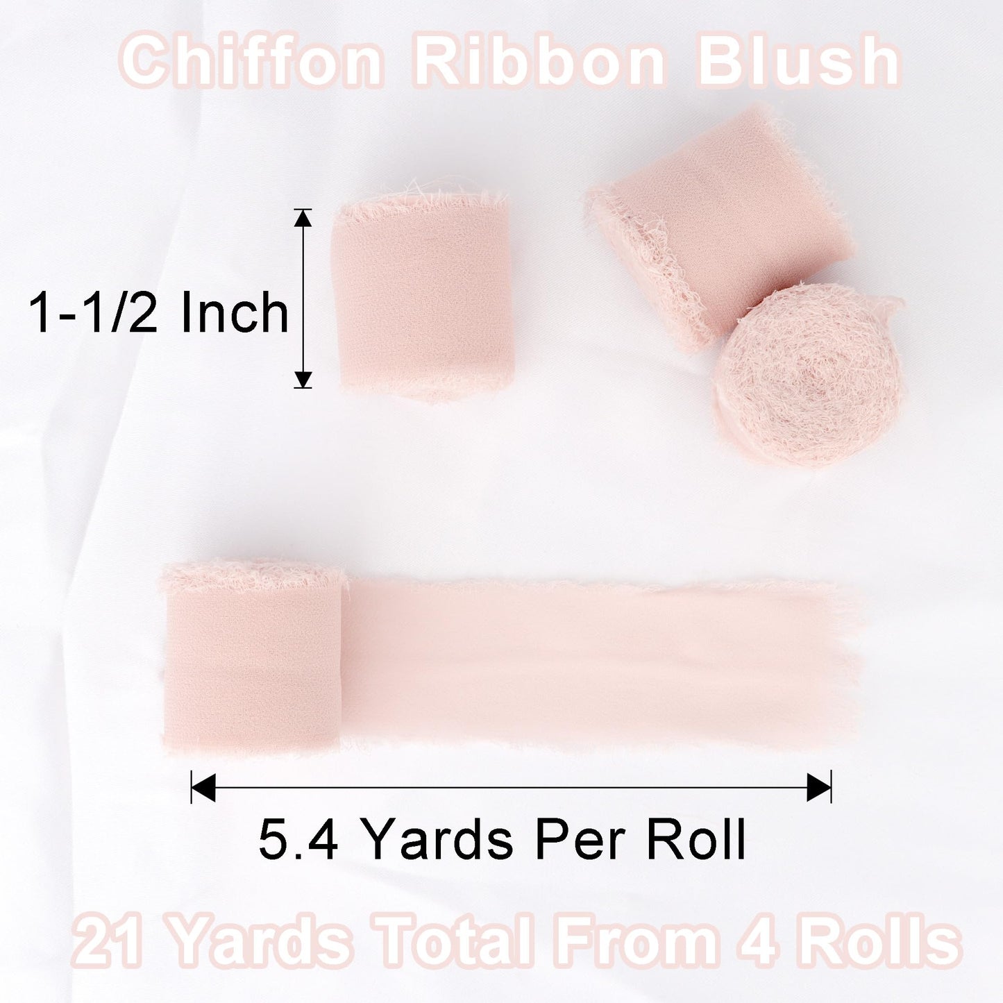 Dark Green 4 Rolls Silk Ribbon - 1.5 Inch Wide, 21 Yards Long, Frayed Edge, Handmade Fringe, Chiffon Ribbon for Crafts, Weddings & Home Decor WN420