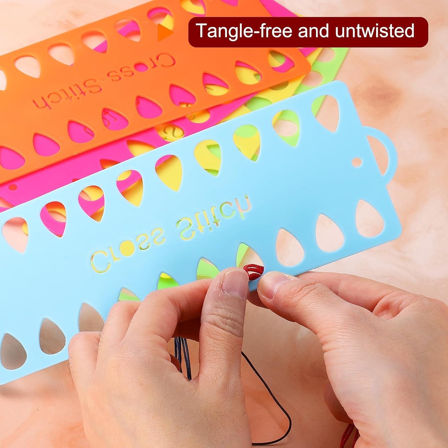 HARFINGTON Embroidery Floss Organizer Cards, Plastic Cross Stitch Thread Organizer with 20 Positions, Thread Storage Winding Plate Board for Thread Craft DIY Sewing, Yellow BST326L