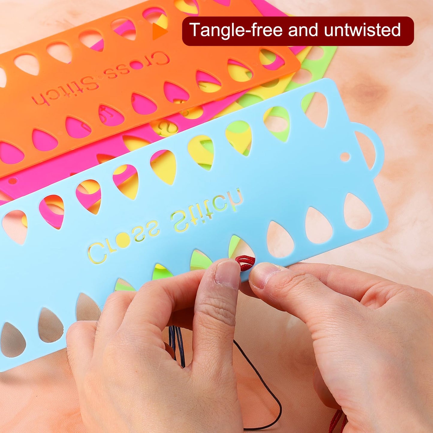 HARFINGTON Embroidery Floss Organizer Cards, Plastic Cross Stitch Thread Organizer with 20 Positions, Thread Storage Winding Plate Board for Thread Craft DIY Sewing, Yellow BST326L