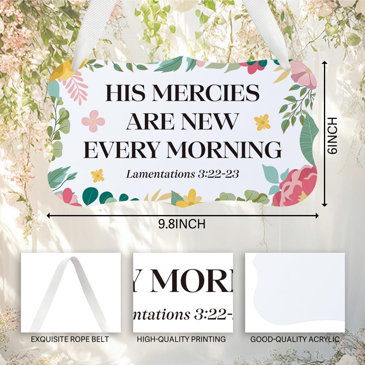 HDHBP Boho Religious Christian Wall Art Inspirational Bible Verses Wall Decor Catholic Faith Based Gifts Acrylic Sign for Front Door Christmas BST326H