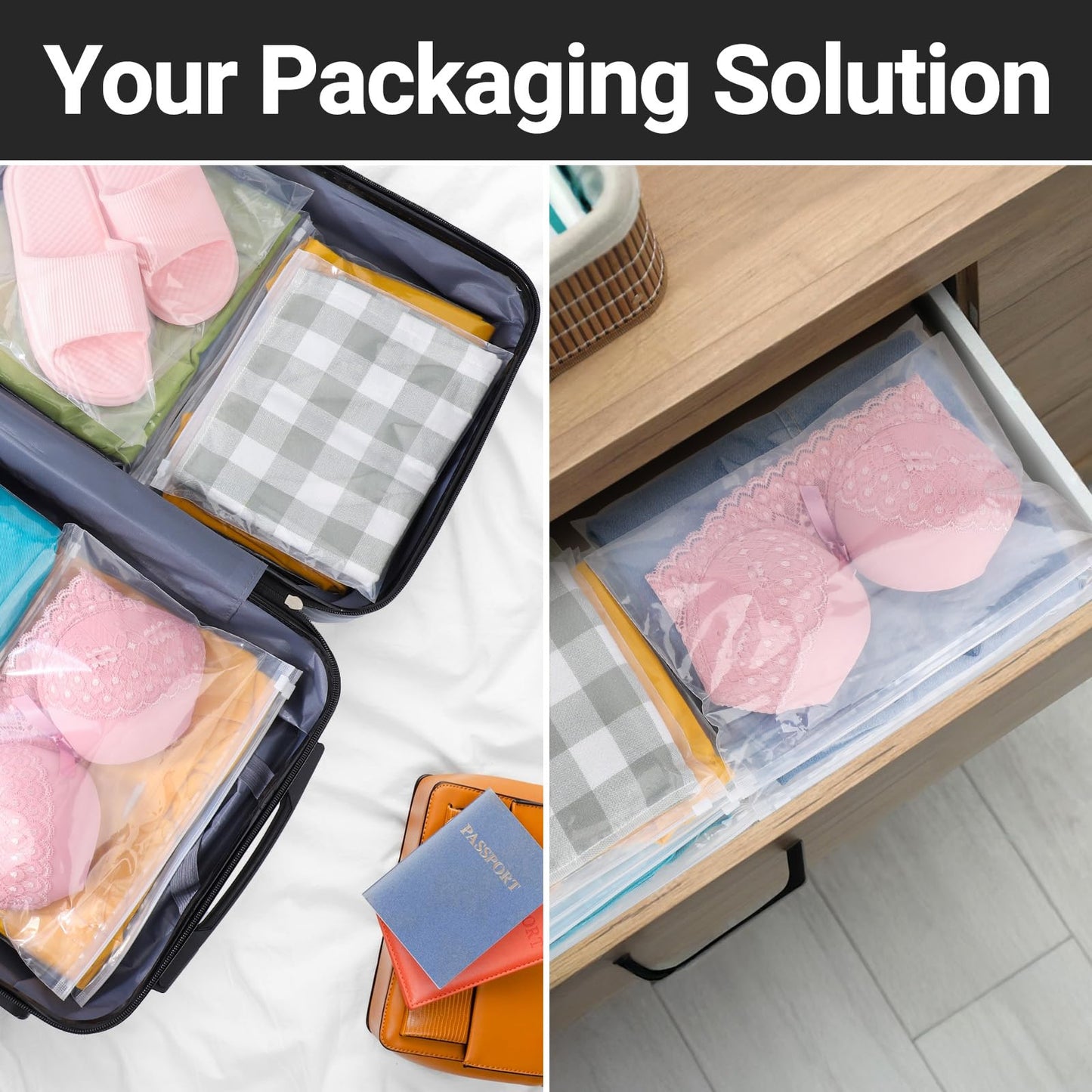 Clear Swimsuit Storage Bags, Clear Shirt Packaging Bags for Bikini, Swimwear, Bathing Suit Storage, 12x8 inch, Pack of 50, Waterproof, 3 Mil BST220