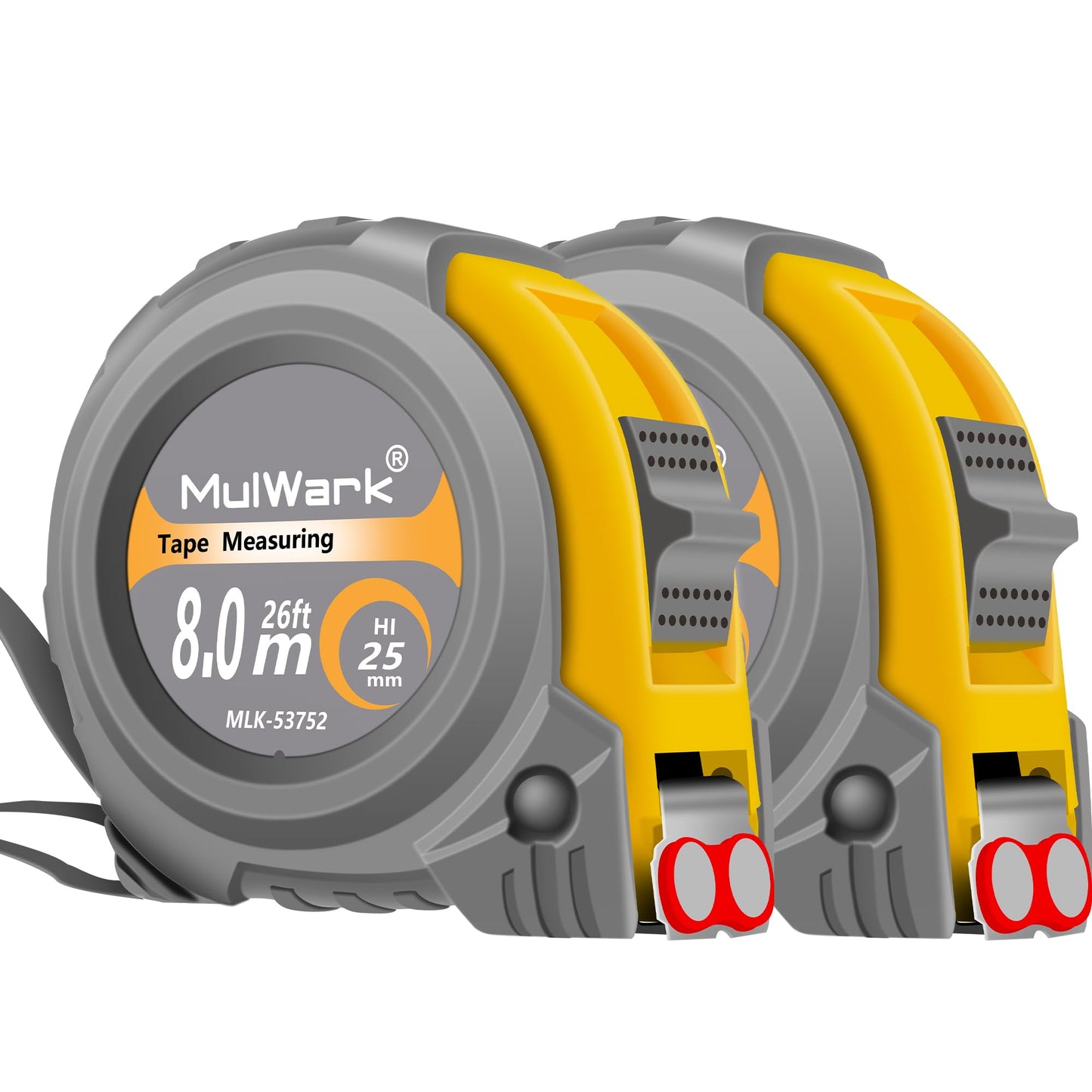 MulWark 25ft Metric Tape Measure, Measuring Tape Retractable, Easy Read Measurement Tape Both-Side Metal Blade, Magnetic Hook & Shockproof Case for Construction, Carpenter, Architect, Woodworking