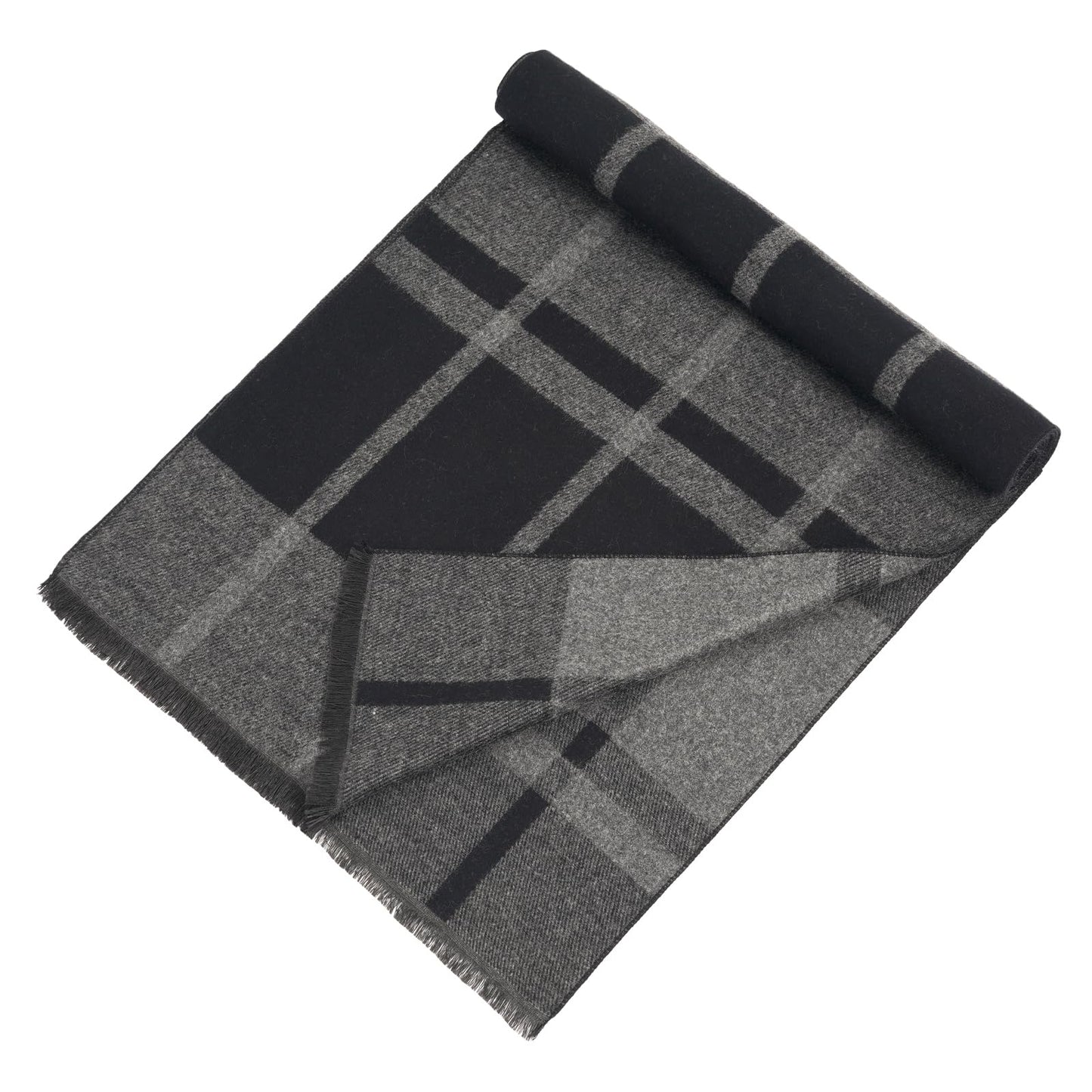 Mens Winter Scarf Cashmere Feel Warm Scarves Long Plaid Tassel Scarf for Men WN420