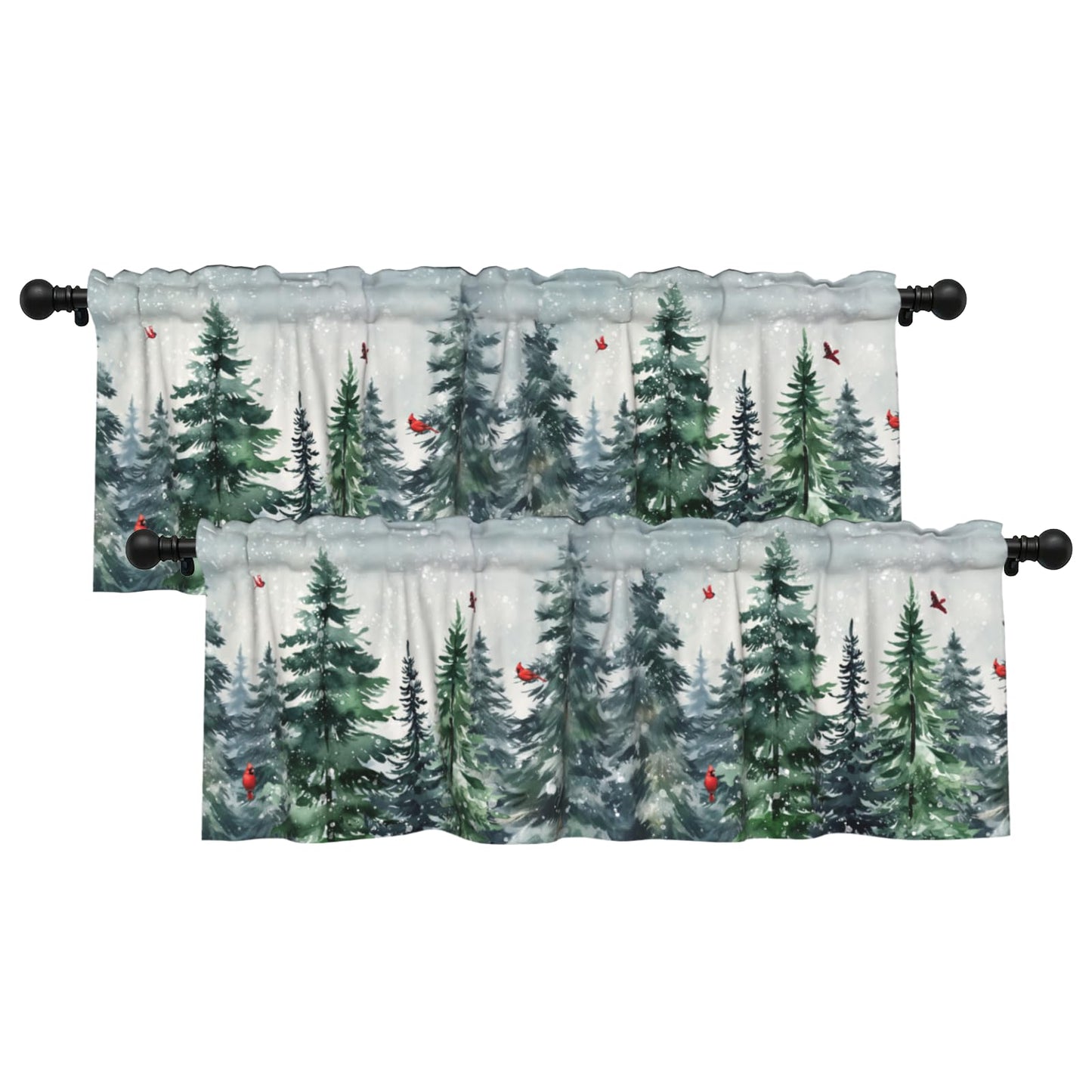 Patriotic Valance for Kitchen 2 Pack 54"x18" American Flag Curtains for Windows Red White Blue Stars 4th of July Independence Day Eucalyptus Leaf Window Treatment Rod Pocket Valance for Home Decor BST326L